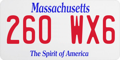 MA license plate 260WX6