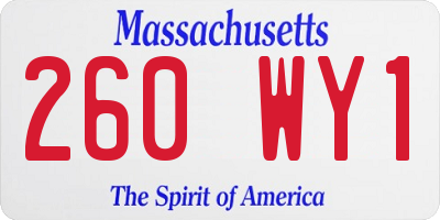 MA license plate 260WY1