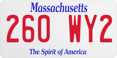 MA license plate 260WY2