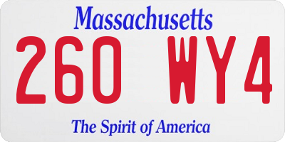 MA license plate 260WY4