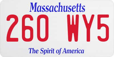 MA license plate 260WY5