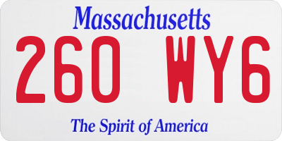 MA license plate 260WY6