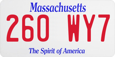 MA license plate 260WY7