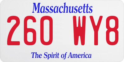 MA license plate 260WY8
