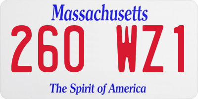 MA license plate 260WZ1
