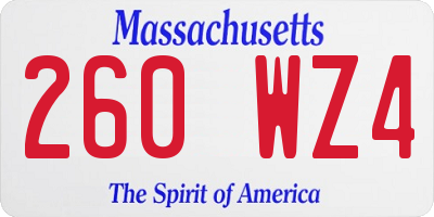 MA license plate 260WZ4
