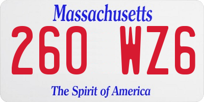 MA license plate 260WZ6