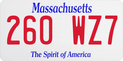 MA license plate 260WZ7