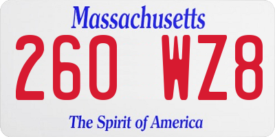 MA license plate 260WZ8