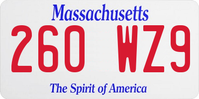 MA license plate 260WZ9