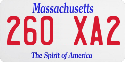 MA license plate 260XA2