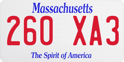 MA license plate 260XA3