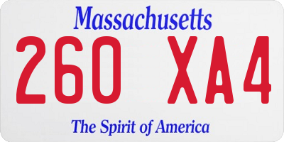 MA license plate 260XA4
