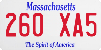 MA license plate 260XA5
