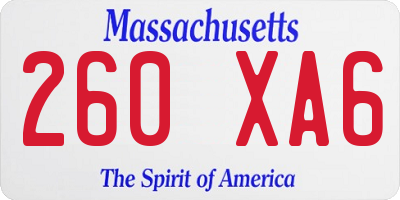 MA license plate 260XA6