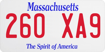 MA license plate 260XA9