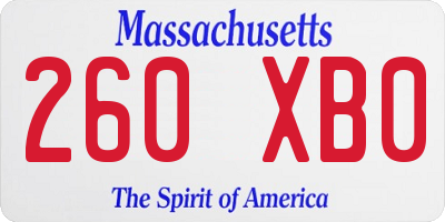 MA license plate 260XB0