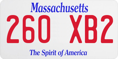 MA license plate 260XB2