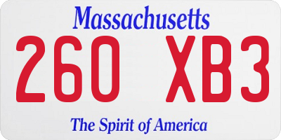 MA license plate 260XB3