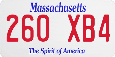 MA license plate 260XB4