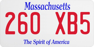MA license plate 260XB5