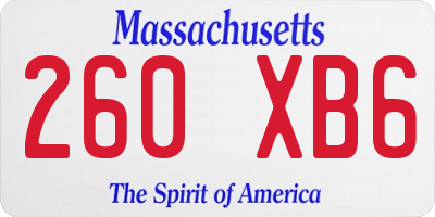 MA license plate 260XB6