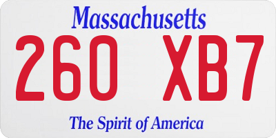 MA license plate 260XB7