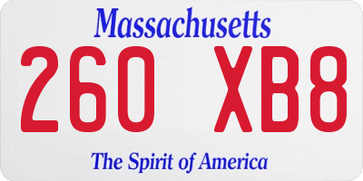 MA license plate 260XB8
