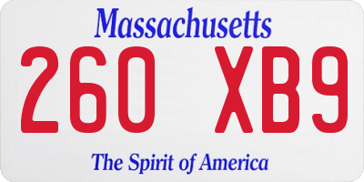 MA license plate 260XB9