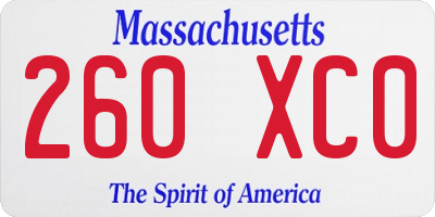 MA license plate 260XC0