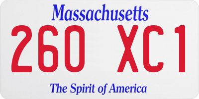 MA license plate 260XC1