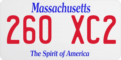 MA license plate 260XC2