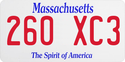 MA license plate 260XC3