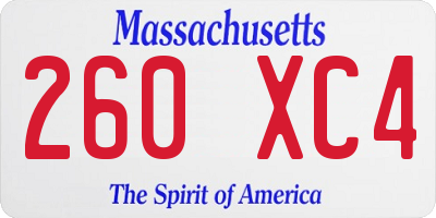 MA license plate 260XC4