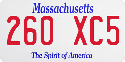 MA license plate 260XC5