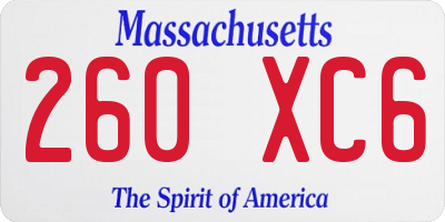 MA license plate 260XC6