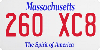 MA license plate 260XC8