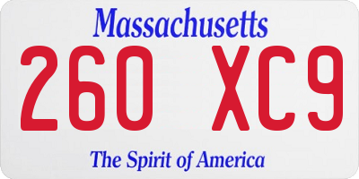 MA license plate 260XC9