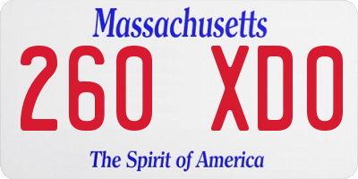 MA license plate 260XD0