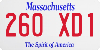 MA license plate 260XD1