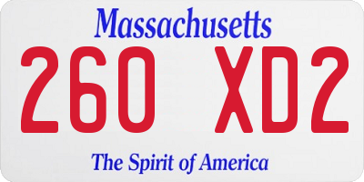 MA license plate 260XD2