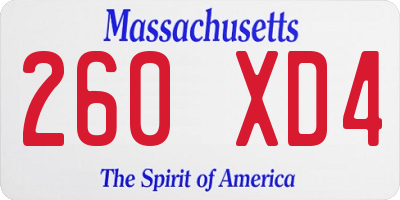 MA license plate 260XD4