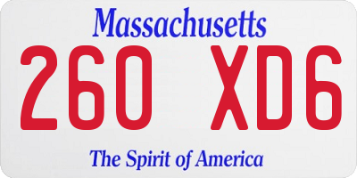 MA license plate 260XD6