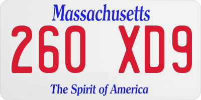 MA license plate 260XD9