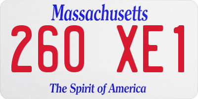 MA license plate 260XE1