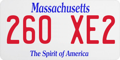 MA license plate 260XE2