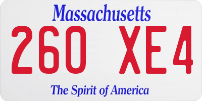 MA license plate 260XE4