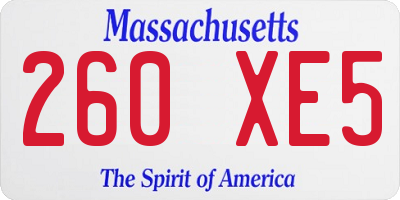 MA license plate 260XE5