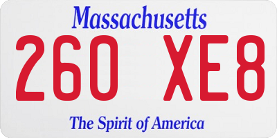 MA license plate 260XE8