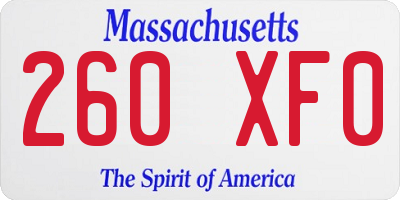 MA license plate 260XF0